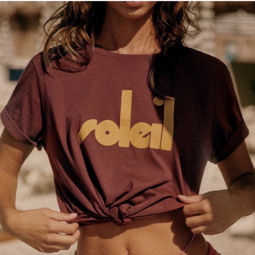Sezane x Maddy Nye Soleil T-Shirt in Burgundy/Yellow